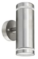 2 x Outdoor Double Wall Lights Stainless Steel GU10 Fitment
