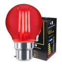 2 x Ambient Fireglow 4w LED Golf Ball Red Light Bulb B22 Bayonet Clear Glass 