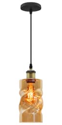 Vintage Gold Twisted Cylinder Glass Ceiling Pendant Lamp M0230