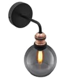 Industrial Glass Globe Smoked Grey Wall Light M0231