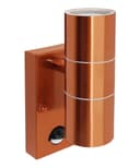 PIR Double Outdoor Wall Light Copper Finish with Movement Sensor IP44 ZLC342CSEN