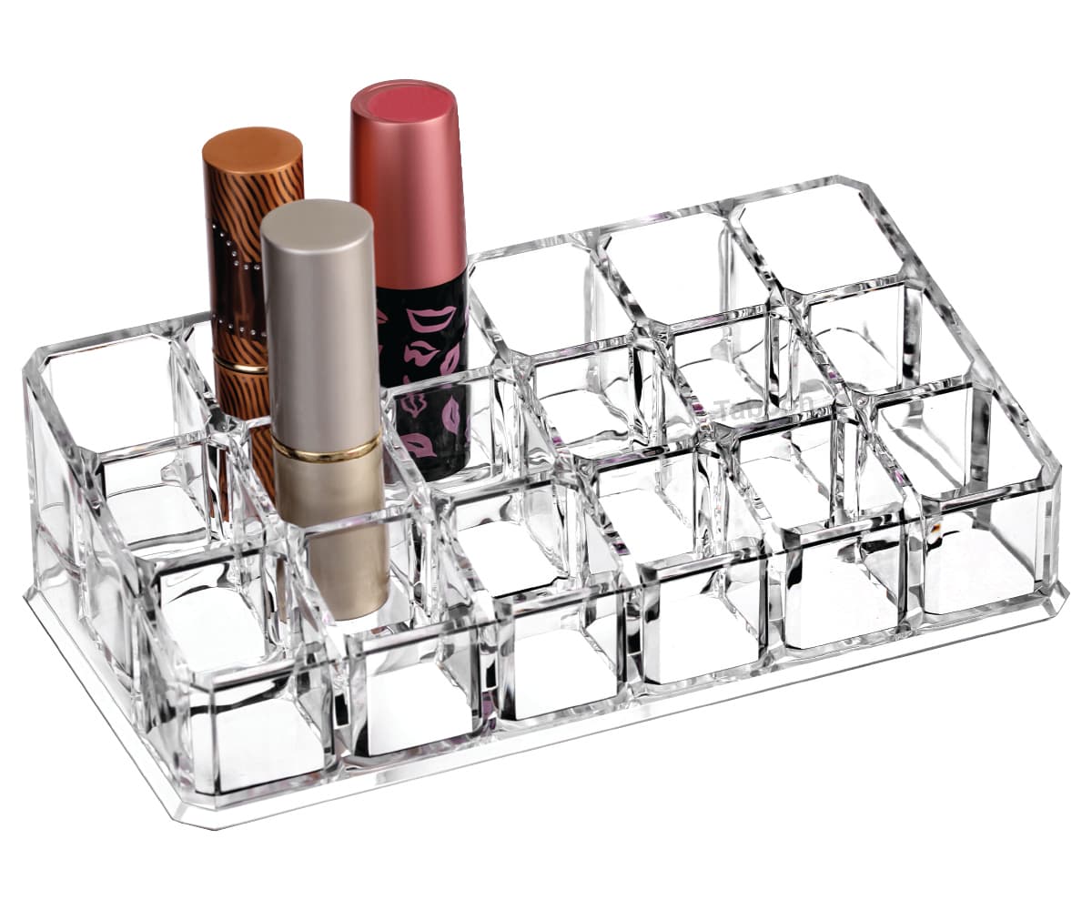 Cosmetic Clear Make Up Organiser Acrylic 18 Sections for Lipstick Lip gloss Nail Polish M8118