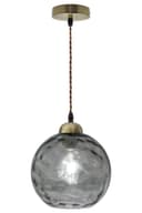 Vintage Globe Smoked Grey Ripple Glass Ceiling Pendant Lamp Glass H3005