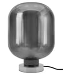 Large Smoke Grey Glass Oval Table Desk Lamp H3020 Retro Chrome Grey Glass 