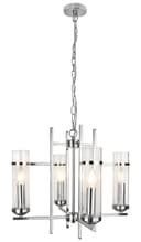 Modern 4 Lamp Lantern Pendant Light Glass Shades Chain Suspended Ceiling Light Chrome H3040 