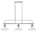 Industrial Ceiling Brush Chrome Bar 3 Clear Glass Lamp Shade Pendant Light