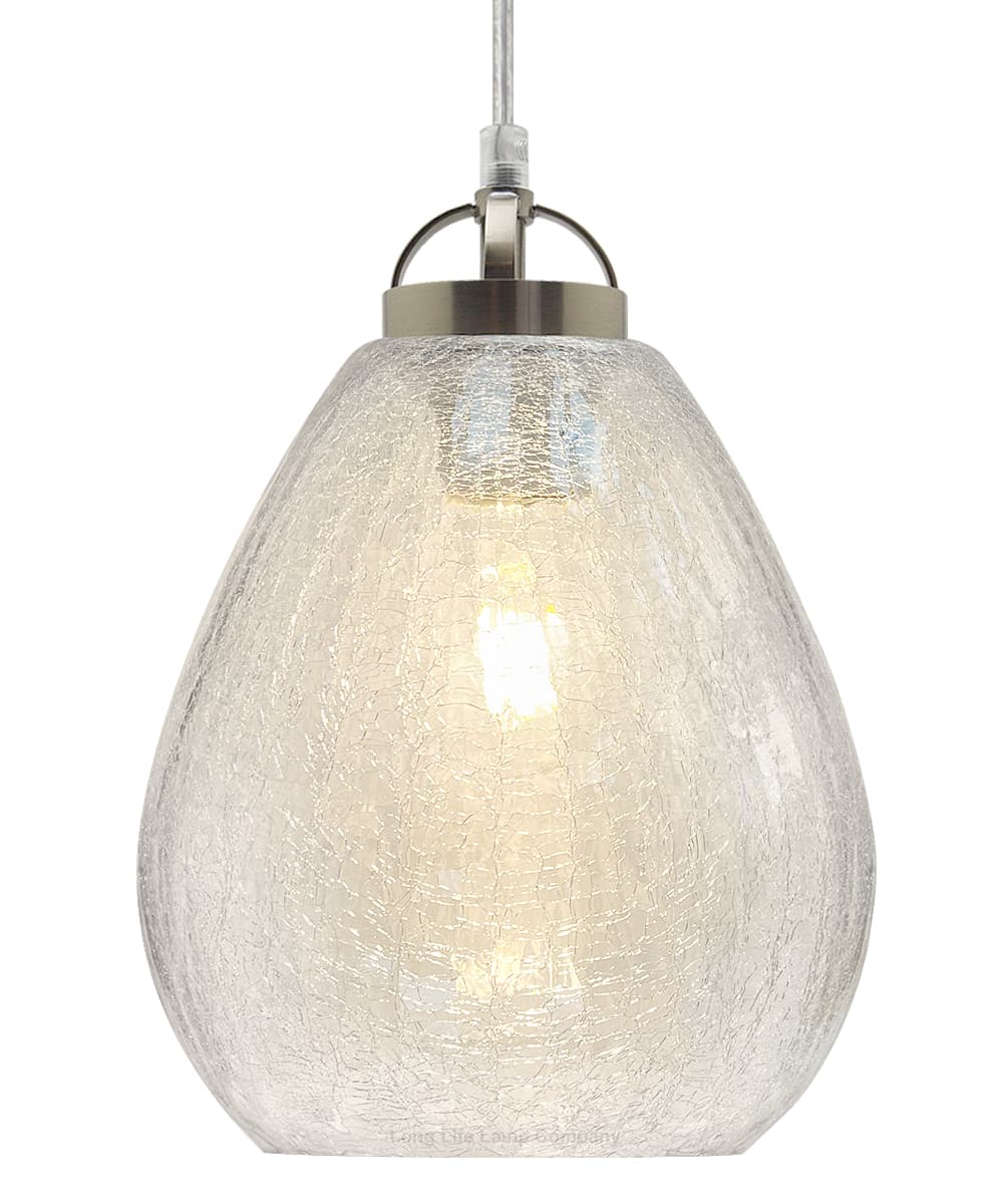 Ceiling Tear Drop Crackled Clear Glass Pendant Lamp Shade Retro Chrome Holder H3030