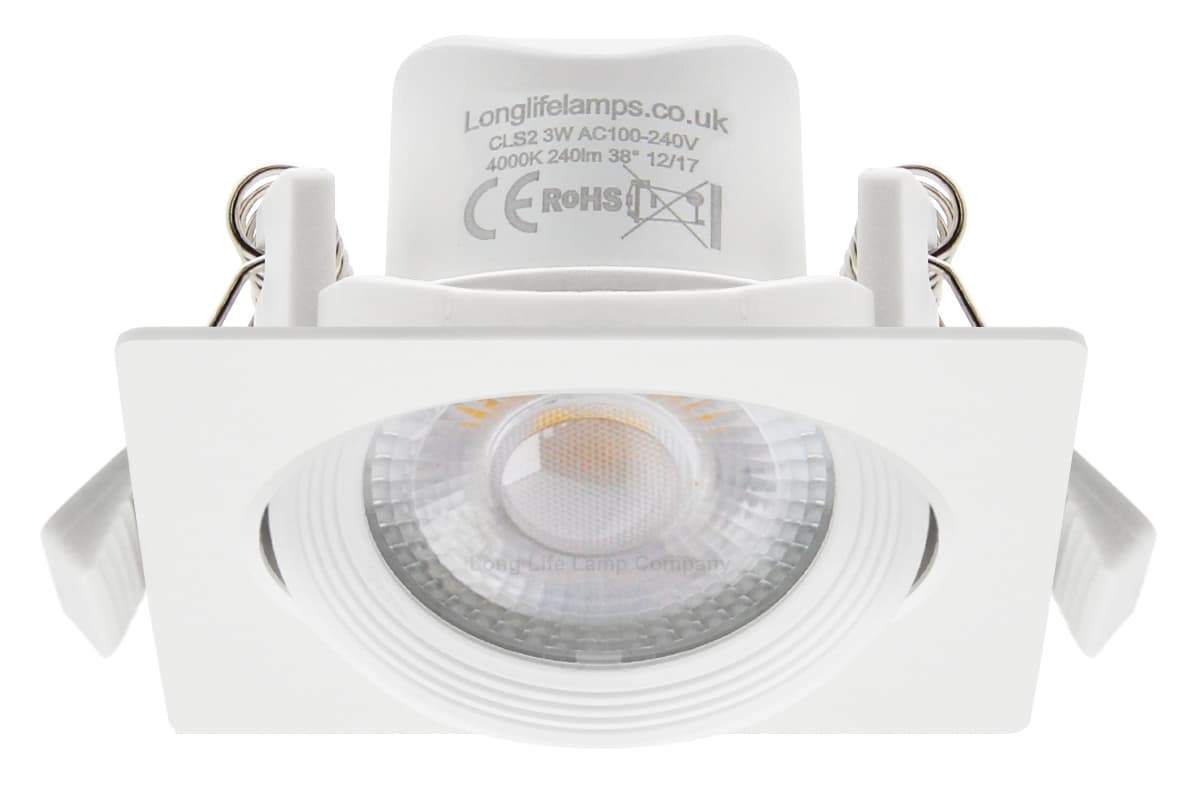 Cool White 3w Adjustable LED Recessed Ceiling Downlight Square CLS2