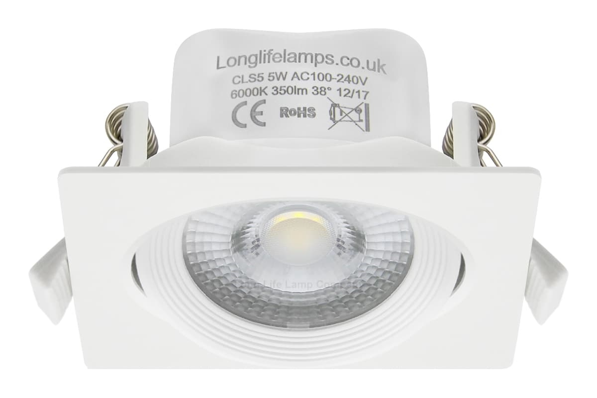 Daylight White 5w  Adjustable LED Recessed Ceiling Downlight Square CLS5