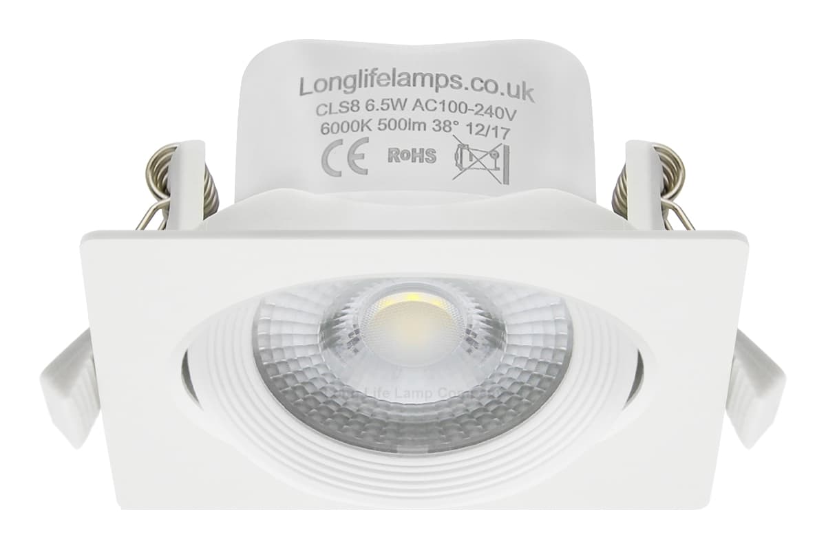 Daylight White 6.5w Adjustable LED Recessed Ceiling Downlights Square CLS8