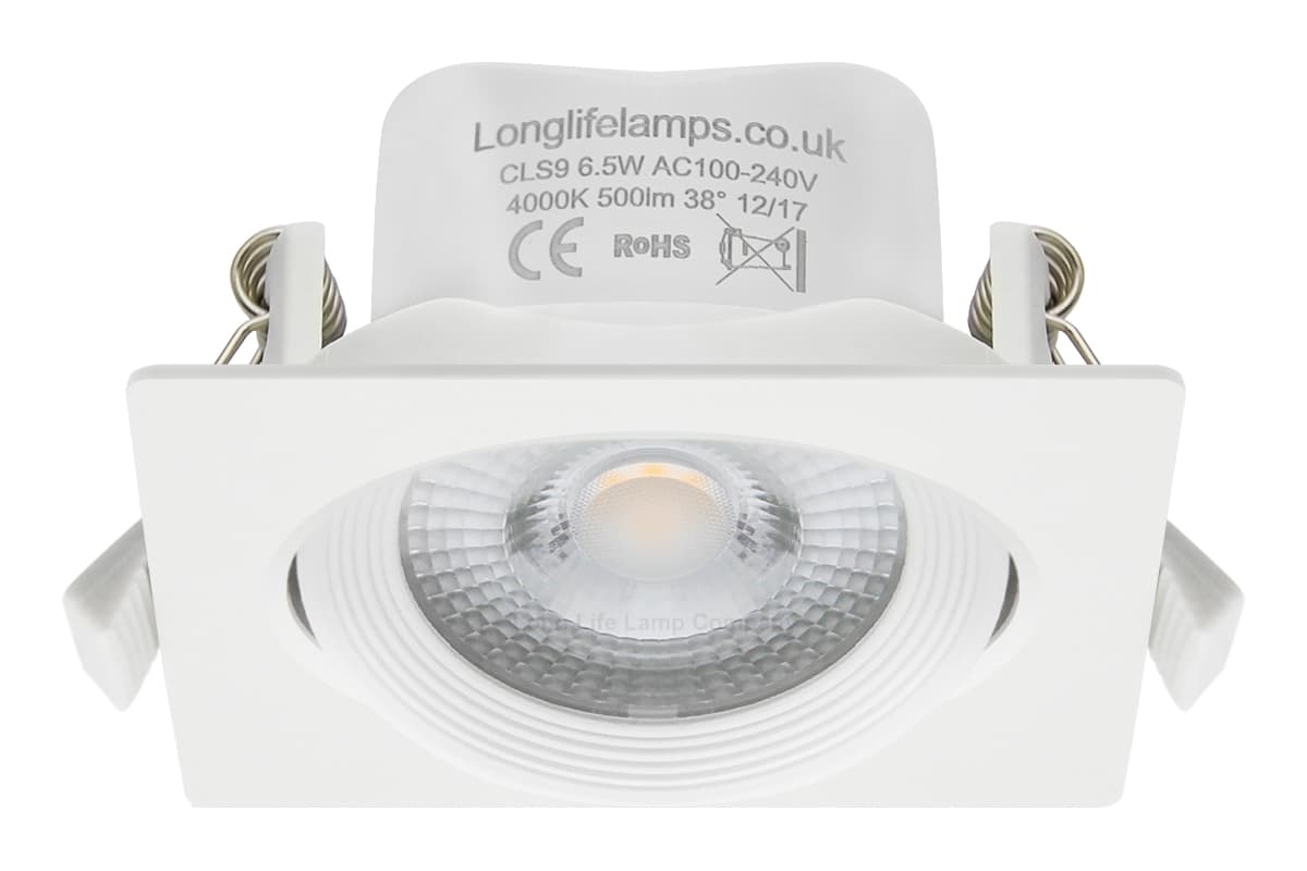 Cool White 6.5w Adjustable LED Recessed Ceiling Downlights Square CLS9