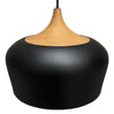 Nordic Modern Black Ceiling Pendant Light Metal Lamp Shade Wood Effect Detail H3024