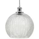 Crackle Glass Pendant Light Round Globe Shade Chrome Ceiling Lamp Holder H3043