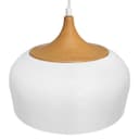 Nordic Modern Gloss White Ceiling Pendant Light Metal Lamp Shade Wood Effect Detail H3048