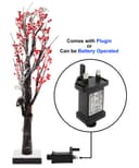 LED Indoor Christmas Brown Colour with Snow and Red Fruit 60cm Mains And Battery Operated TREE05