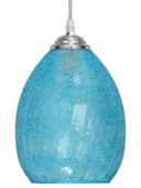 Retro Chrome Ceiling Pendant Light Fixture Blue Cracked Glass Oval Lamp shade H3057