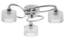 Modern Chrome 3 Way Ceiling Glass Shades Flush Mounted Crystal H3062