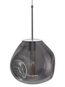 Chrome Blown Glass Ceiling Pendant Light Smoked Grey Globe Lamp Shade H3068