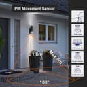 12W Black LED Double Outdoor Wall With PIR Movement Sensor Stainless Steel Cool White ZLC366BSEN