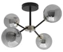 Modern Ceiling Light 4 Glass Globe Smoked Grey Lamp Shades H3059 with G9 LED 5w Warm White
