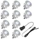 Indoor LED Plinth Lights 30mm Round Cool White Cabinet Lights 6500k 10 Kit PL5CW