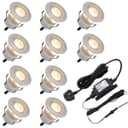 IP68 Outdoor LED Decking Lights 30mm Round Warm White 3000k 10 Kit DEC10WW