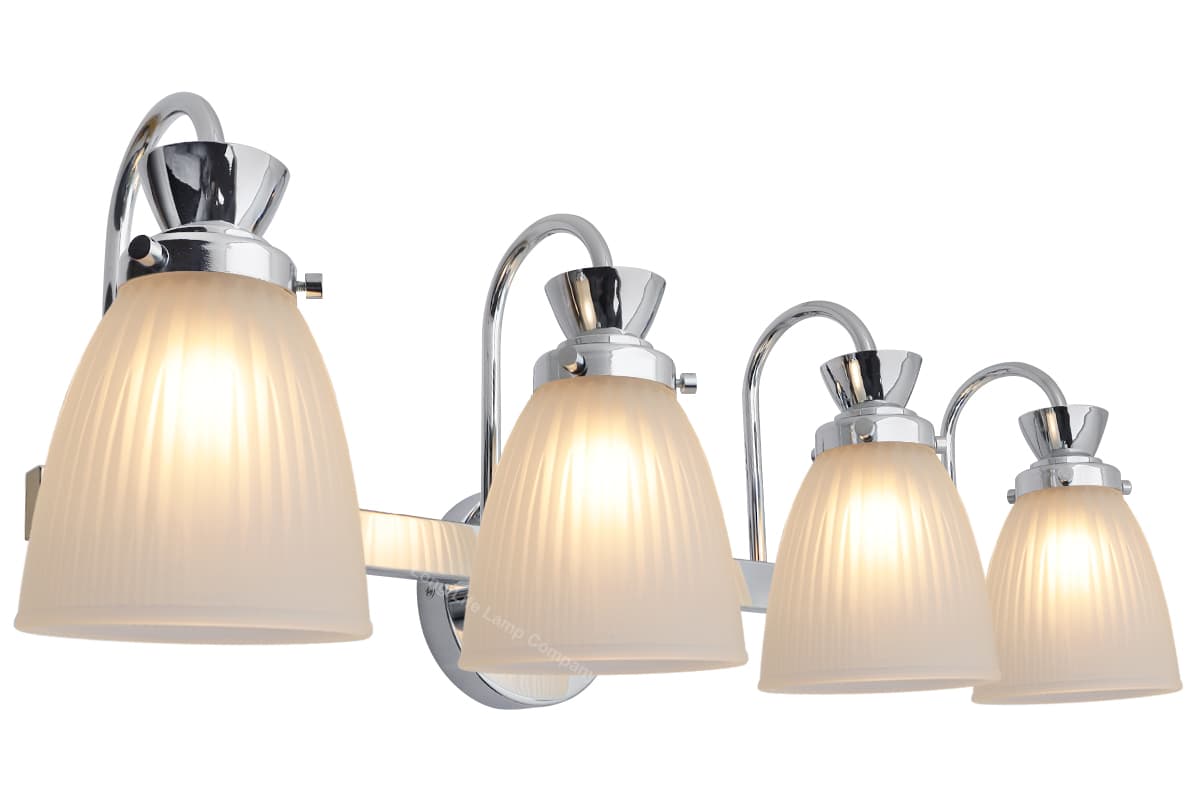 Modern 4 Bathroom Wall Light Chrome IP44 Frosted Glass H3085 With G9 LED 5w Warm White