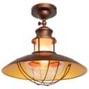 Industrial Rustic Copper Caged Flush Mount Ceiling Light H3105