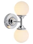 Modern Chrome Double Wall Light Sconce Frosted Glass Globe IP44 H3095 with LED G9 Warm White