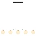Modern Black Ceiling 5 Lights Pendant Light Glass Globe Shades Frosted Opal H3086