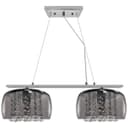 Modern Ceiling Crystal Droplet Pendant Light Double Smoked Grey Glass H3102