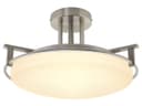 Industrial Brush Chrome Round Ceiling Light Semi Flush Mount Opal H3092
