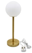 Art Deco Brass Table Lamp Frosted Globe Opaque Glass Shade H3117