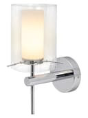 Modern Glass Wall Light Chrome Clear Glass Shade IP44 H3098 with G9 LED 5w Warm White