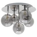 Round Chrome Ceiling Light 5 Smoked Grey Glass Globe Shades Flush Mount H3106 with G9 LED 5w Warm White