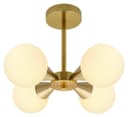 Antique Brass Ceiling Pendant Light with 4 Opal Globe Frosted Glass Lamp Shades H3115