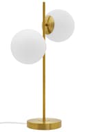 Antique Brass Table Lamp Twin Opal Globe Frosted Glass Shades H3118