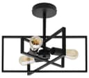 Modern Rectangular Black Ceiling Pendant Light 3 Light Semi Flush H3122