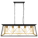 Large Vintage Black Hanging Ceiling Lantern Cage 5 Fitting Brass Pendant Light H3116