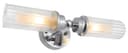 Ribbed Glass Twin Wall Light Polished Chrome Slim Side IP44 H3137