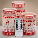 Set Of 3 USB Rechargeable LED Wax Christmas Reindeer Flameless Candles With Remote Control WAX04