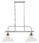Industrial Ceiling Brush Chrome Bar 2 Clear Glass Lamp Shade Pendant Light H3131
