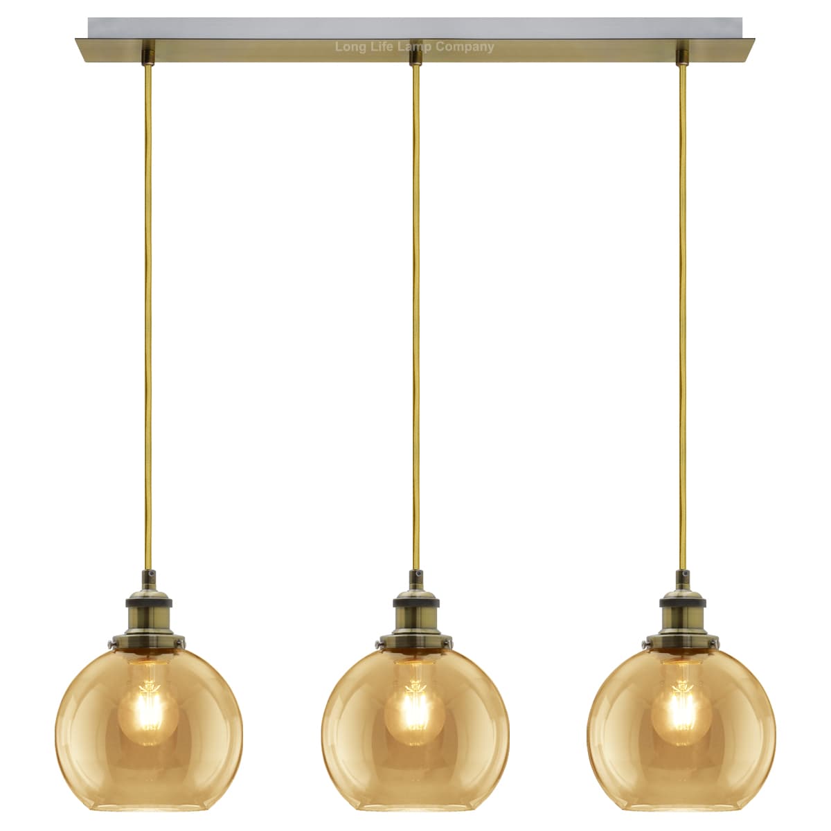 Vintage 3 Lights Ceiling Pendant Lamp Cluster Mini Glass Globe Shades Gold H3133