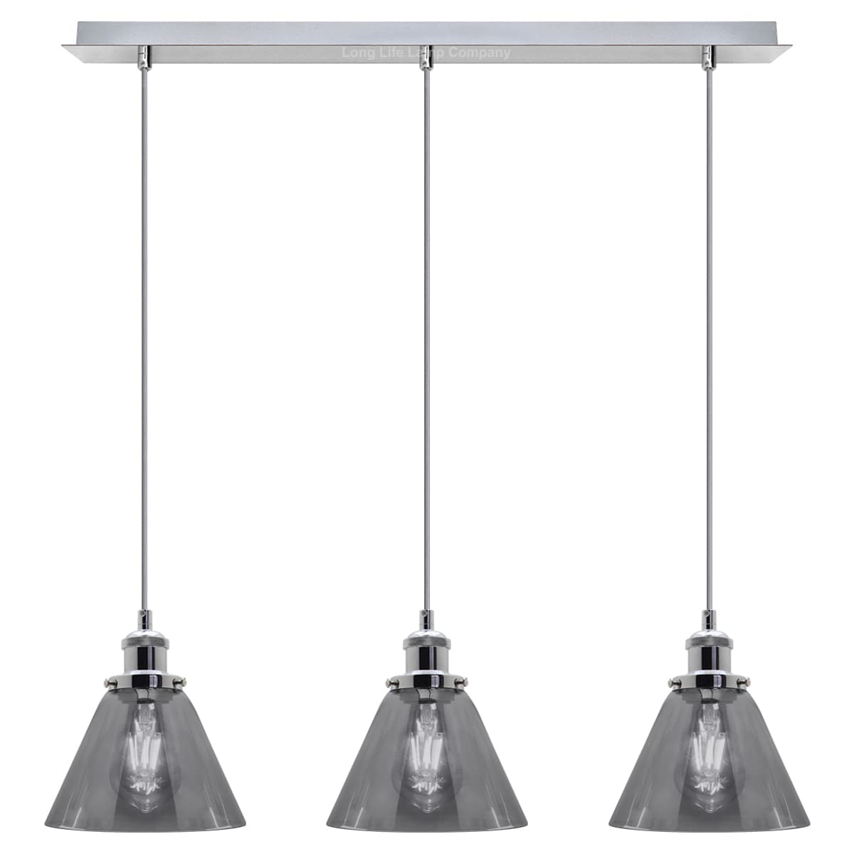 Vintage Industrial 3 Light Ceiling Pendant Lamp Mini Glass Sconce Smoked Grey Shades K403