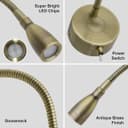 LED Indoor Bedside Reading Wall Light 2W 6000K Antique Brass H3143