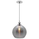 Modern Vintage Smoked Grey Ribbed Glass Globe Ceiling Pendant Lamp Shade K409