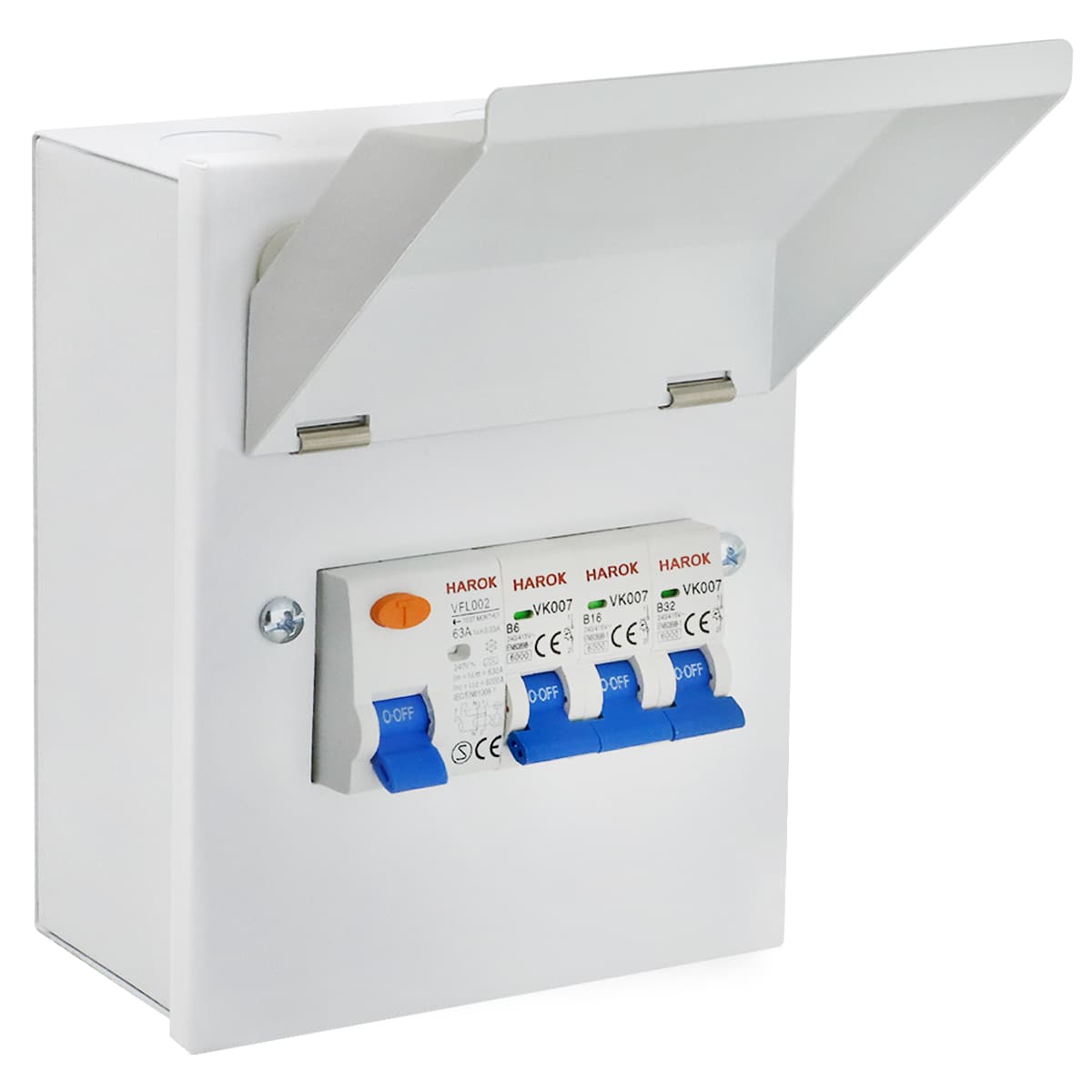 5 Way Metal Garage Consumer Unit 63A RCD, 6A, 16A, 32A MCB Amendment 3