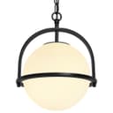 Industrial Nautical Ceiling Pendant Light Opal Globe Glass Black Chain Suspended K426