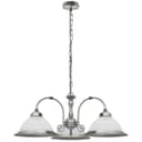 Vintage Ceiling 3 Light Brushed Chrome Pendant Light Ribbed Glass Lamp Shade K432