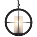 Industrial 3 Ring Ceiling Pendant Light Black Metal Chain Suspended Frosted Glass Lamp Shade K441